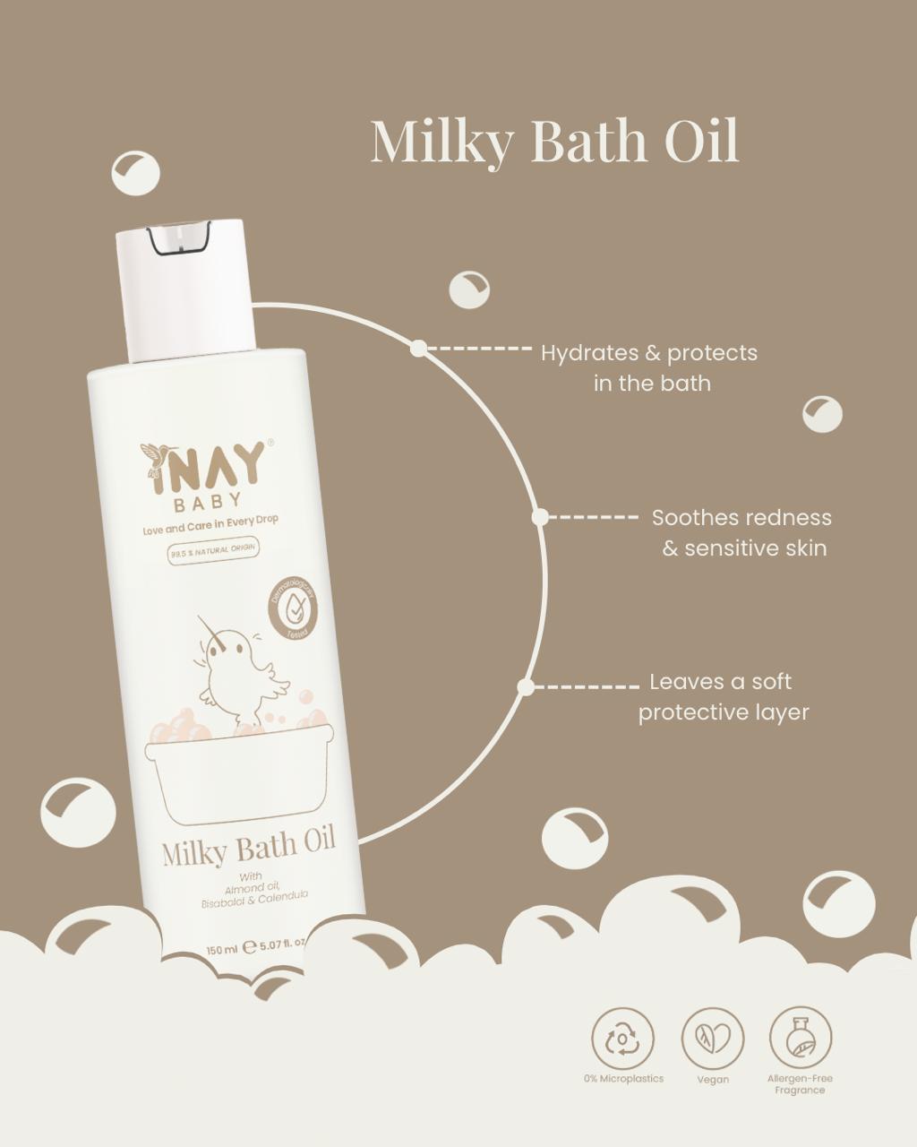 Baby Milky badolie hydrateert en beschermd